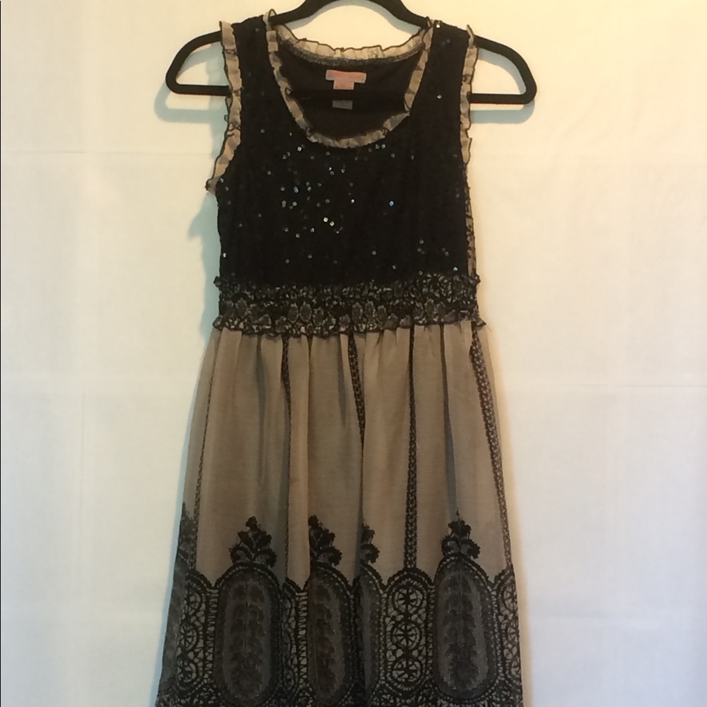 Black and Tan Sequenced Dress